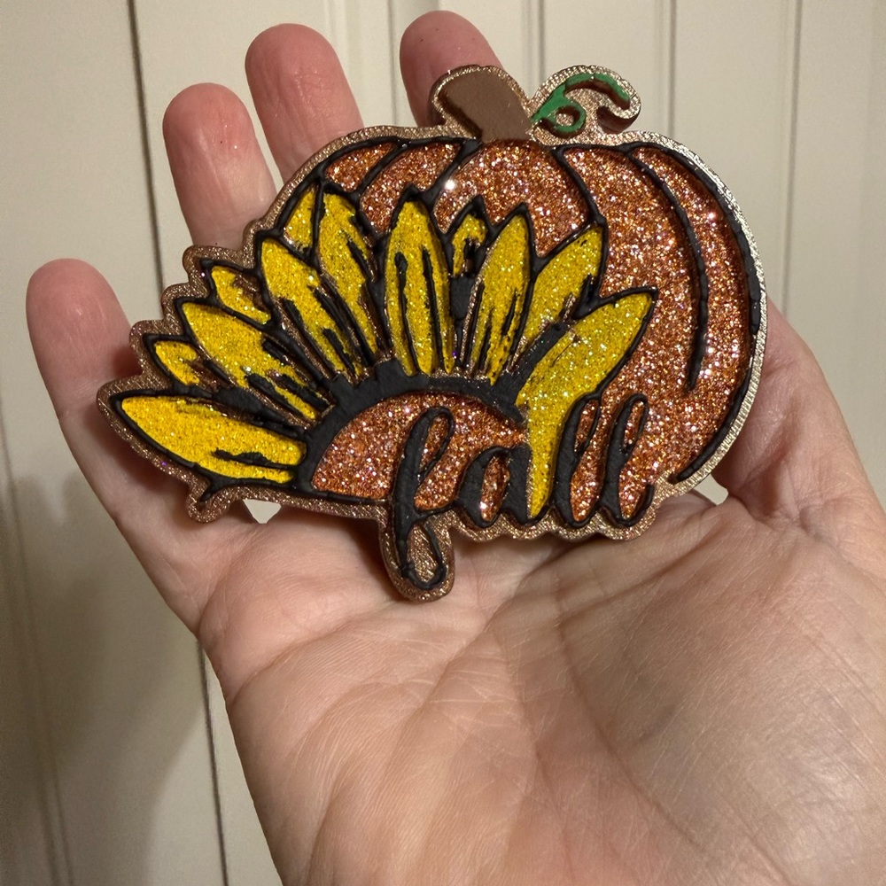 Glitter‎ Pumpkin and Sunflower Car Freshie In The Scent Blueberry Cobbler